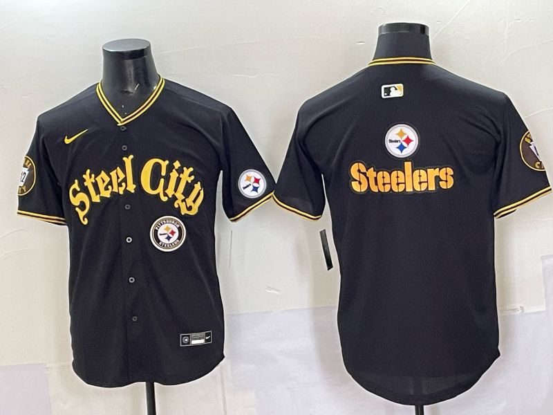 Men 2025 Nike Pittsburgh Steelers Blank Black Limited NFL Jersey style 0068